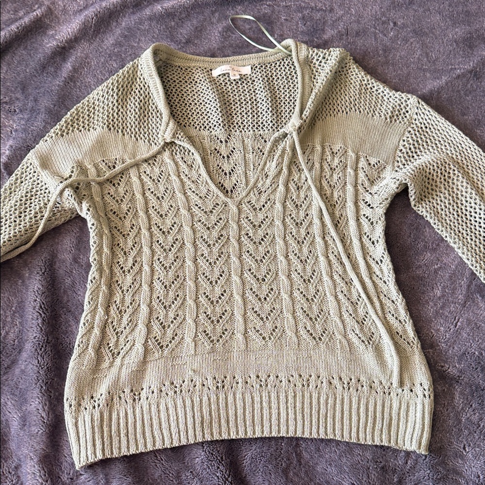 Love Tree V-Neck Sweater in Soft Green